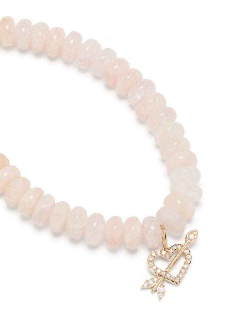 14k Yellow Gold Arrow Heart Diamond and Morganite Bracelet
