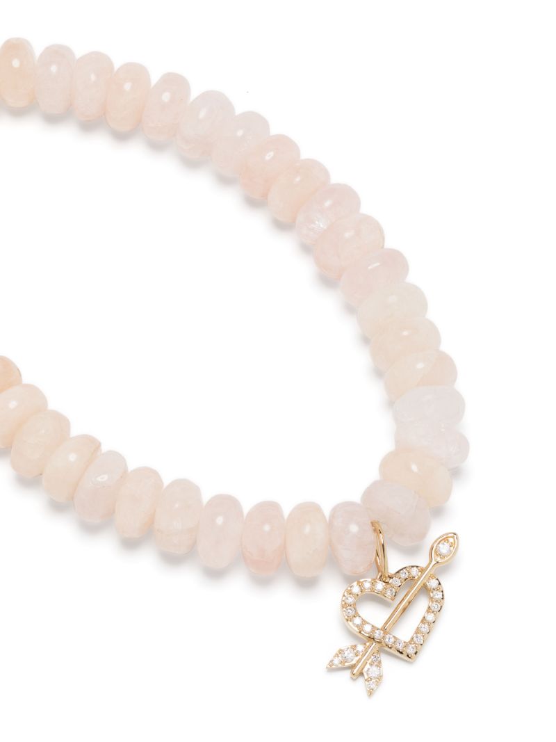 14k Yellow Gold Arrow Heart Diamond and Morganite Bracelet
