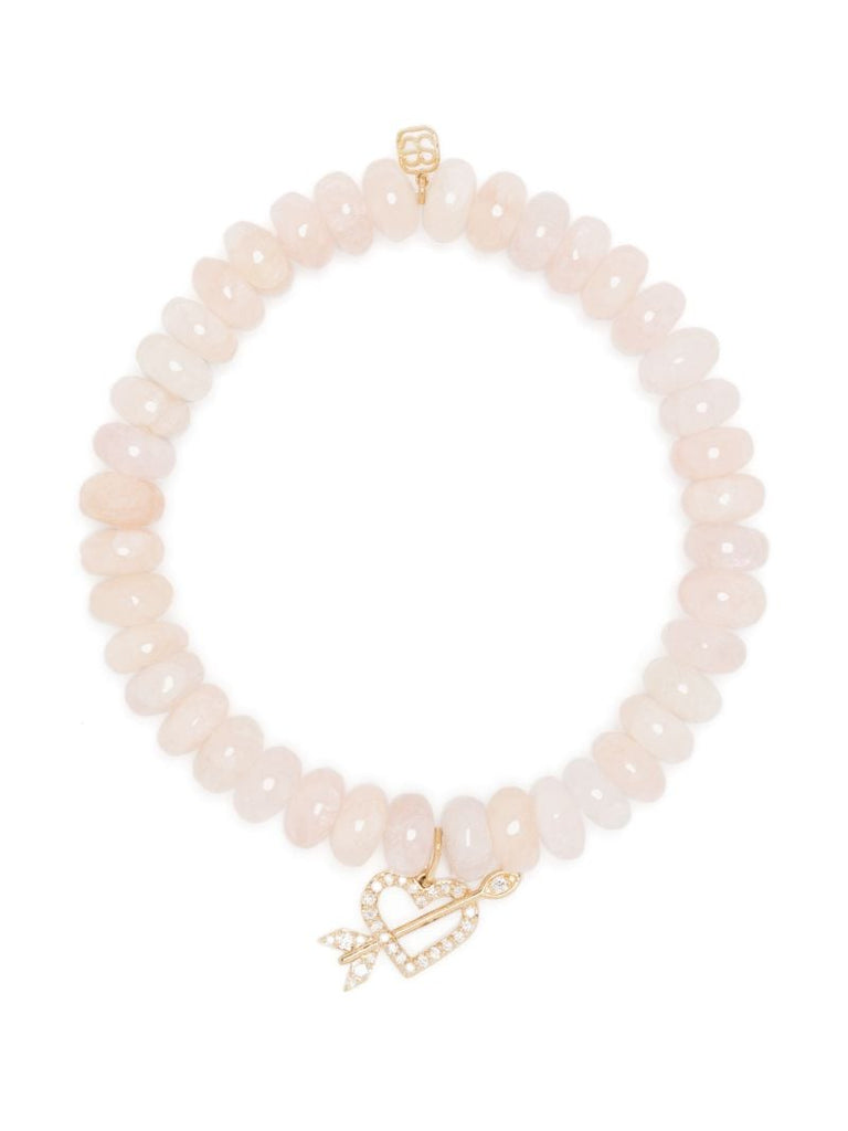 14k Yellow Gold Arrow Heart Diamond and Morganite Bracelet