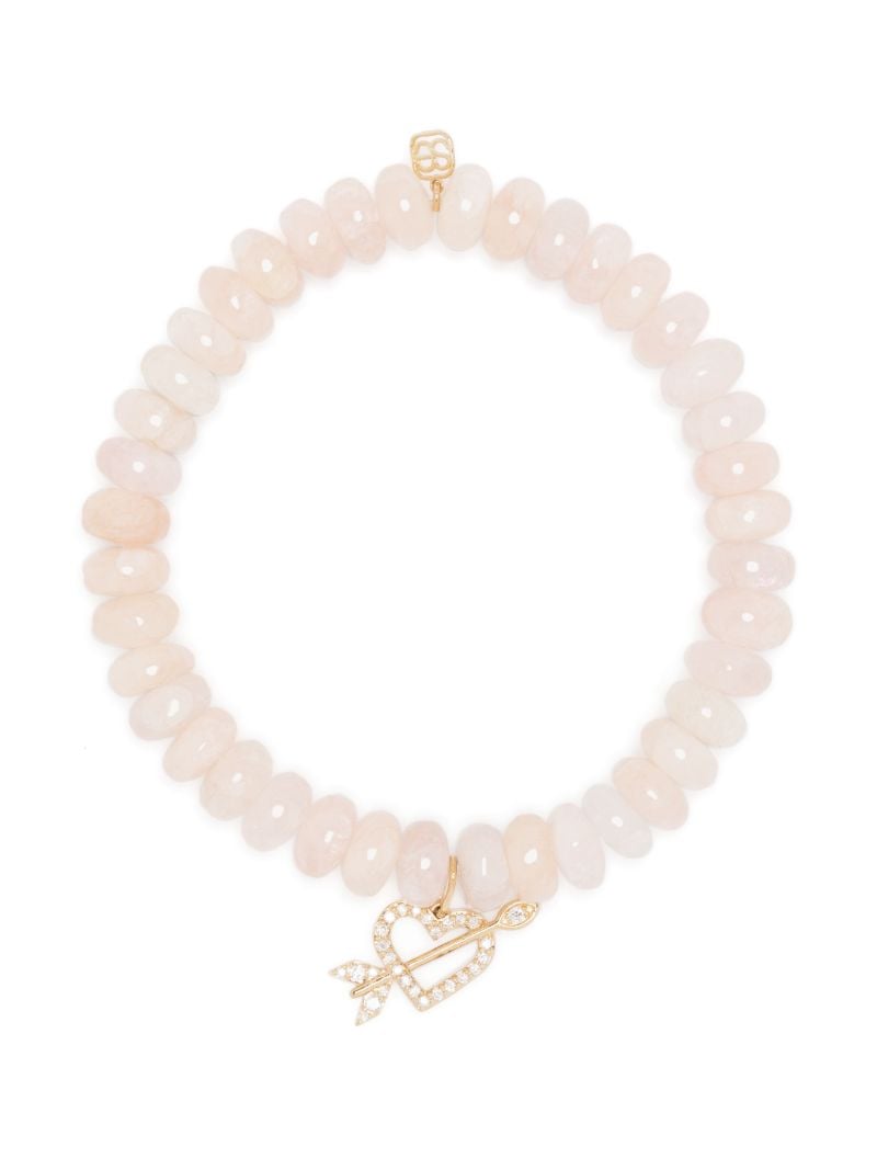 14k Yellow Gold Arrow Heart Diamond and Morganite Bracelet