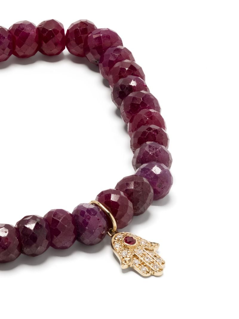 14k Yellow Gold Hamsa Ruby and Diamond Bracelet