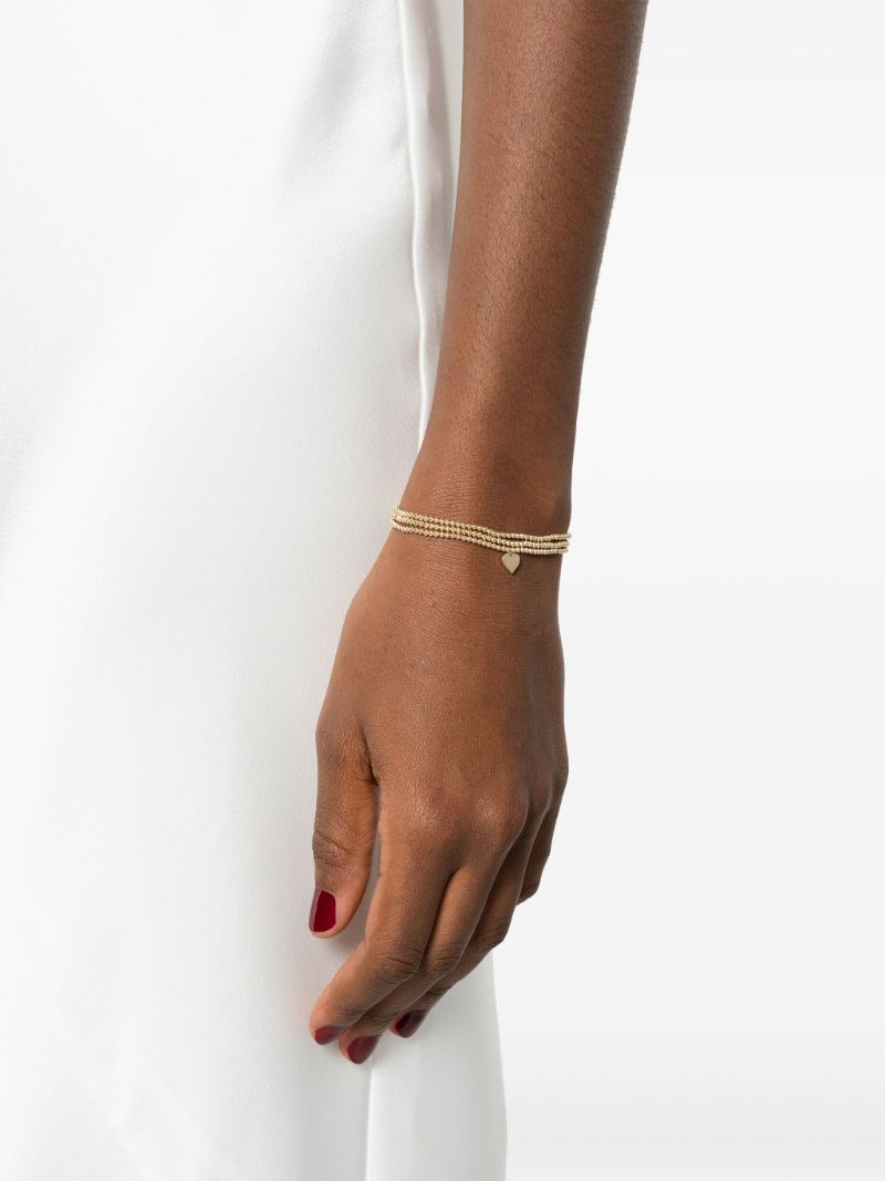 14k Yellow Gold Tiny Heart Beaded Bracelet