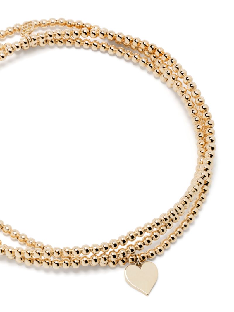 14k Yellow Gold Tiny Heart Beaded Bracelet