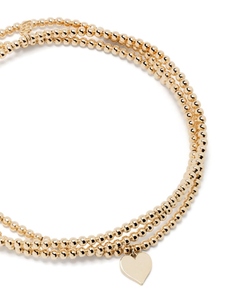 14k Yellow Gold Tiny Heart Beaded Bracelet