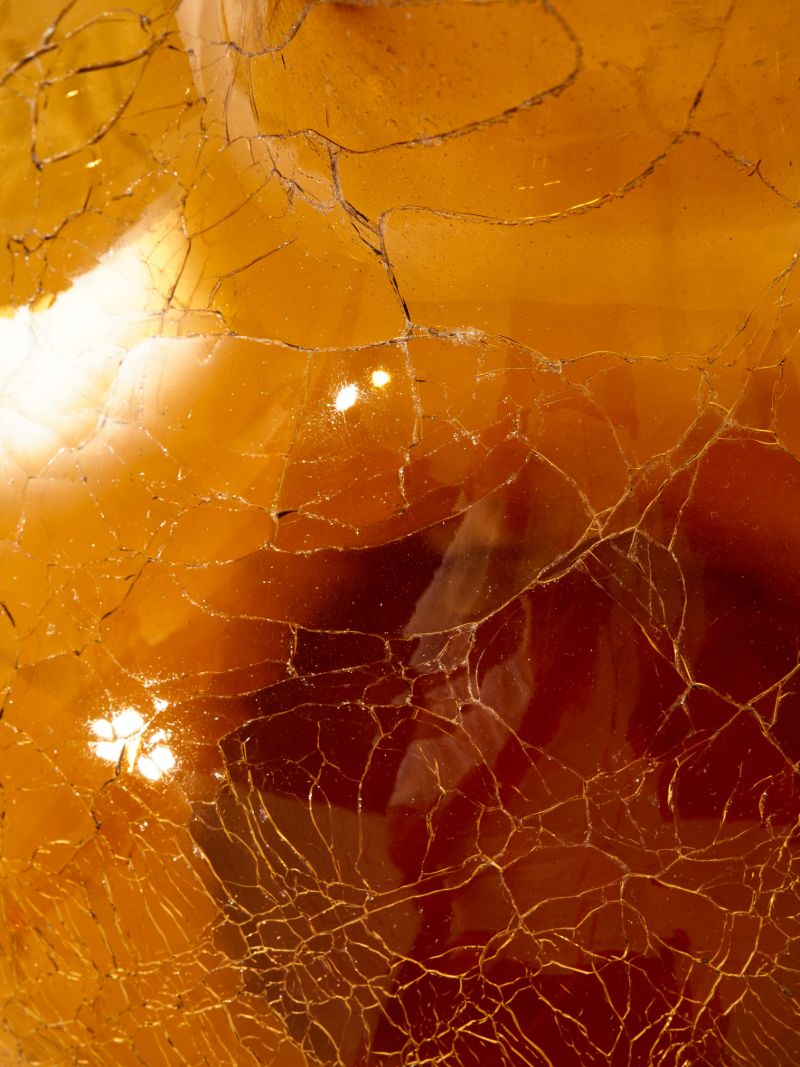 Yellow Crackled Ball Body Glass Vase