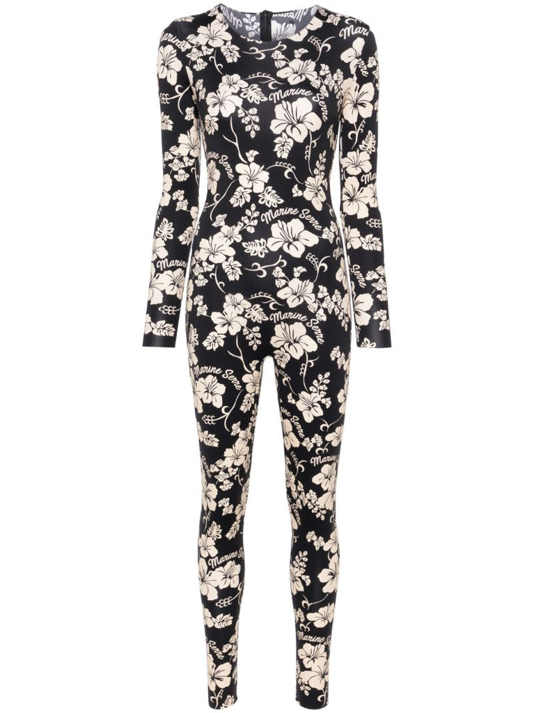Black Regenerated Floral Jumpsuit
