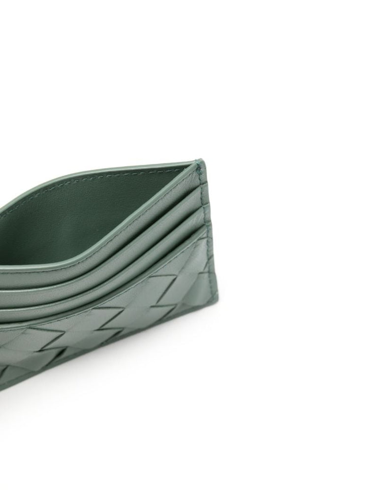 Green Intrecciato Leather Cardholder