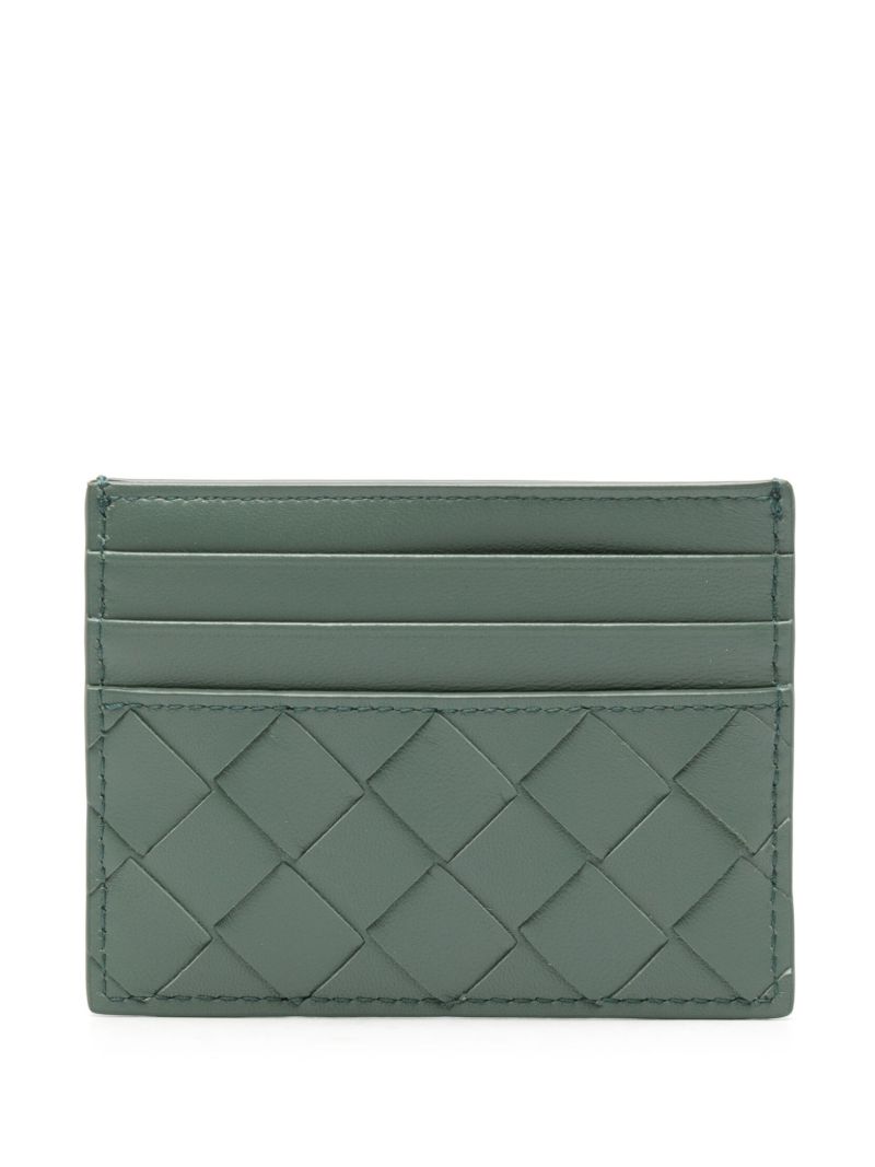 Green Intrecciato Leather Cardholder