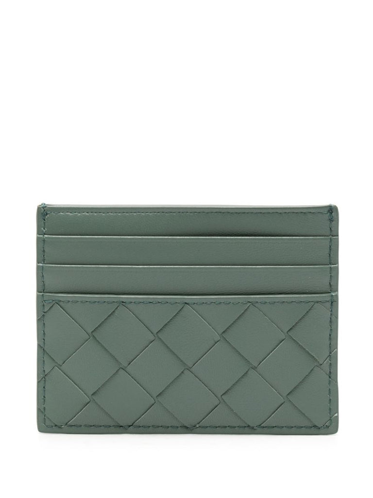 Green Intrecciato Leather Cardholder