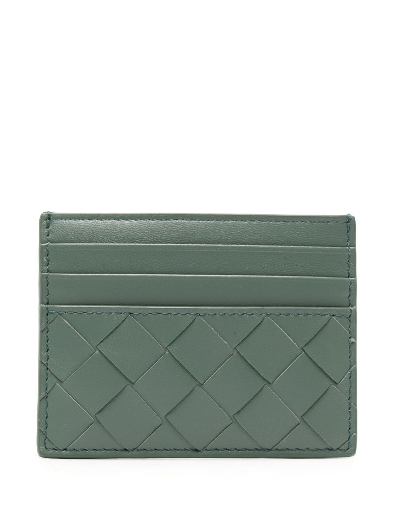 Green Intrecciato Leather Cardholder