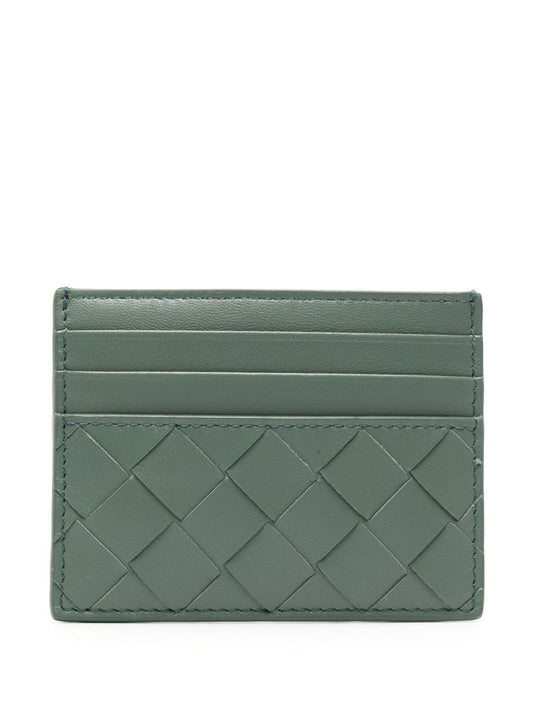Green Intrecciato Leather Cardholder