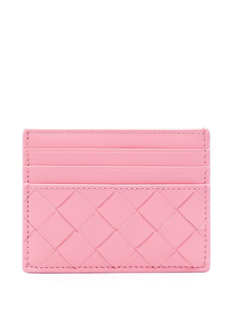 Pink Intrecciato Leather Cardholder
