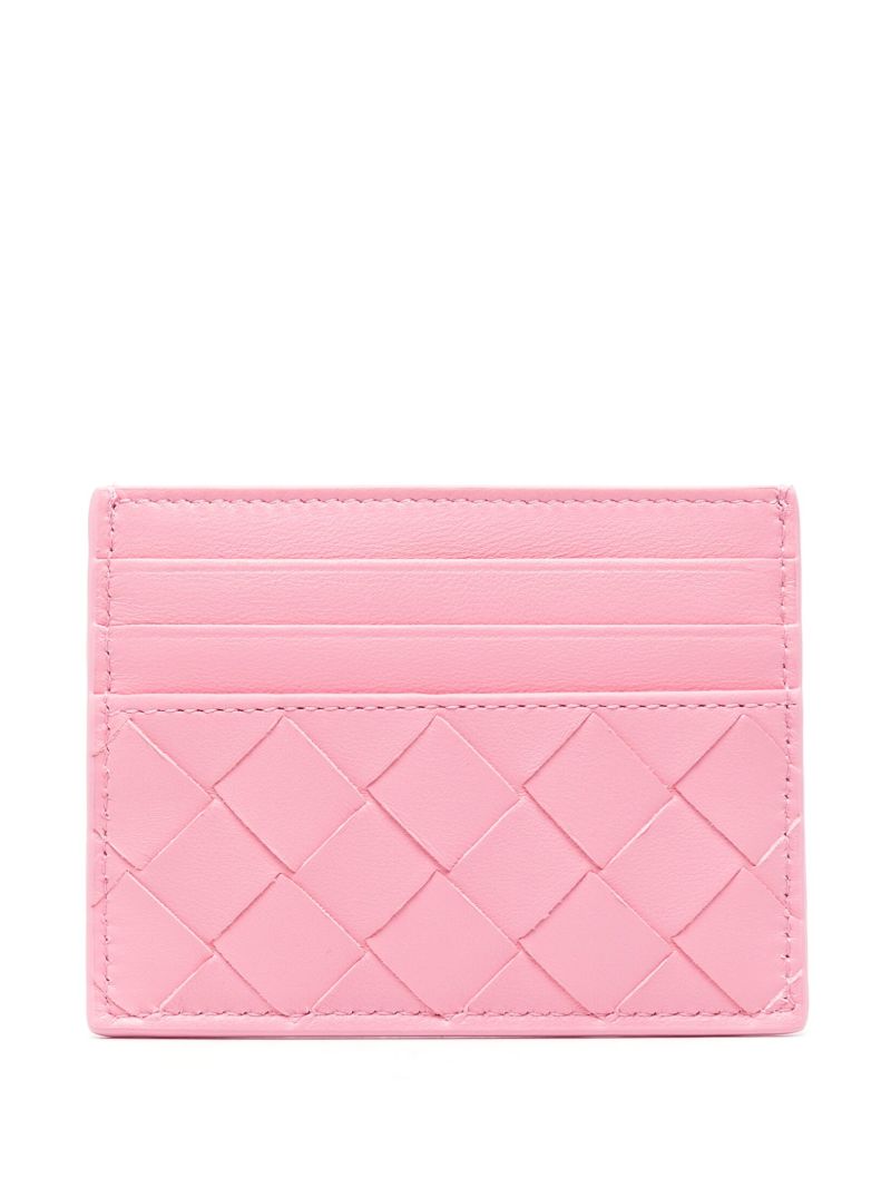 Pink Intrecciato Leather Cardholder