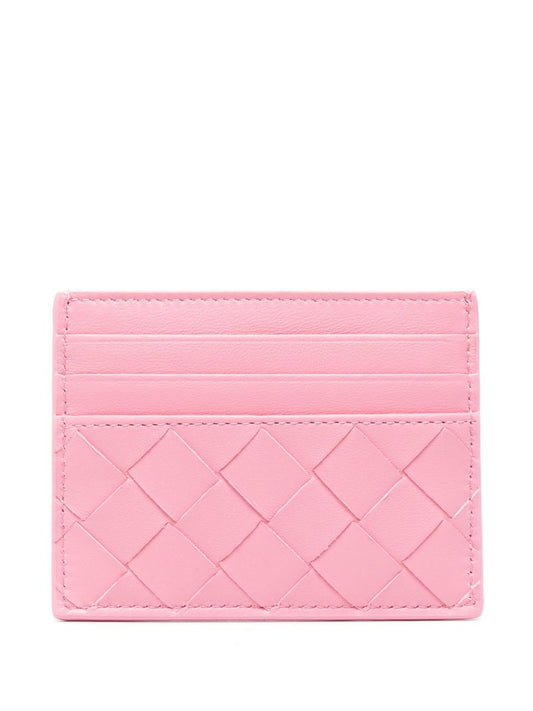 Pink Intrecciato Leather Cardholder