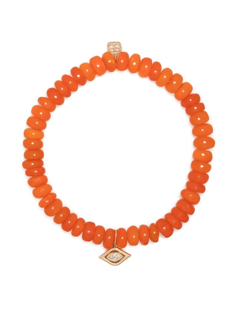 14k Yellow Gold Evil Eye Opal Bead Bracelet
