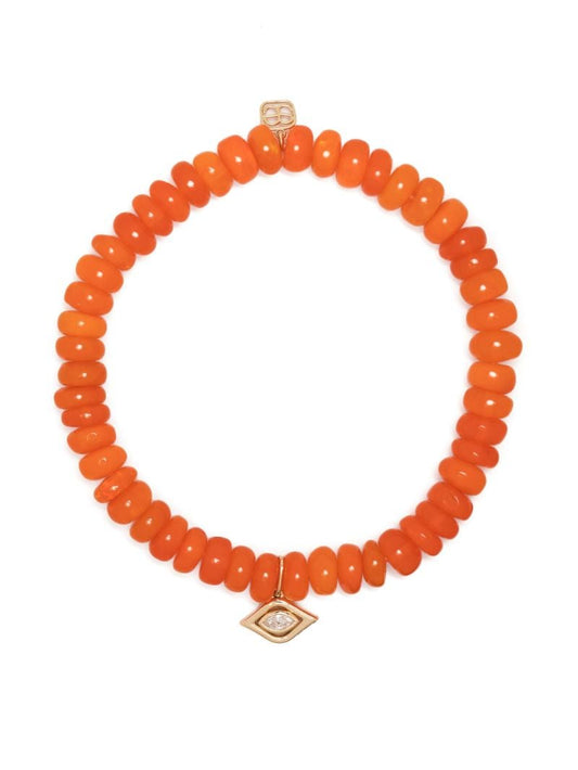 14k Yellow Gold Evil Eye Opal Bead Bracelet