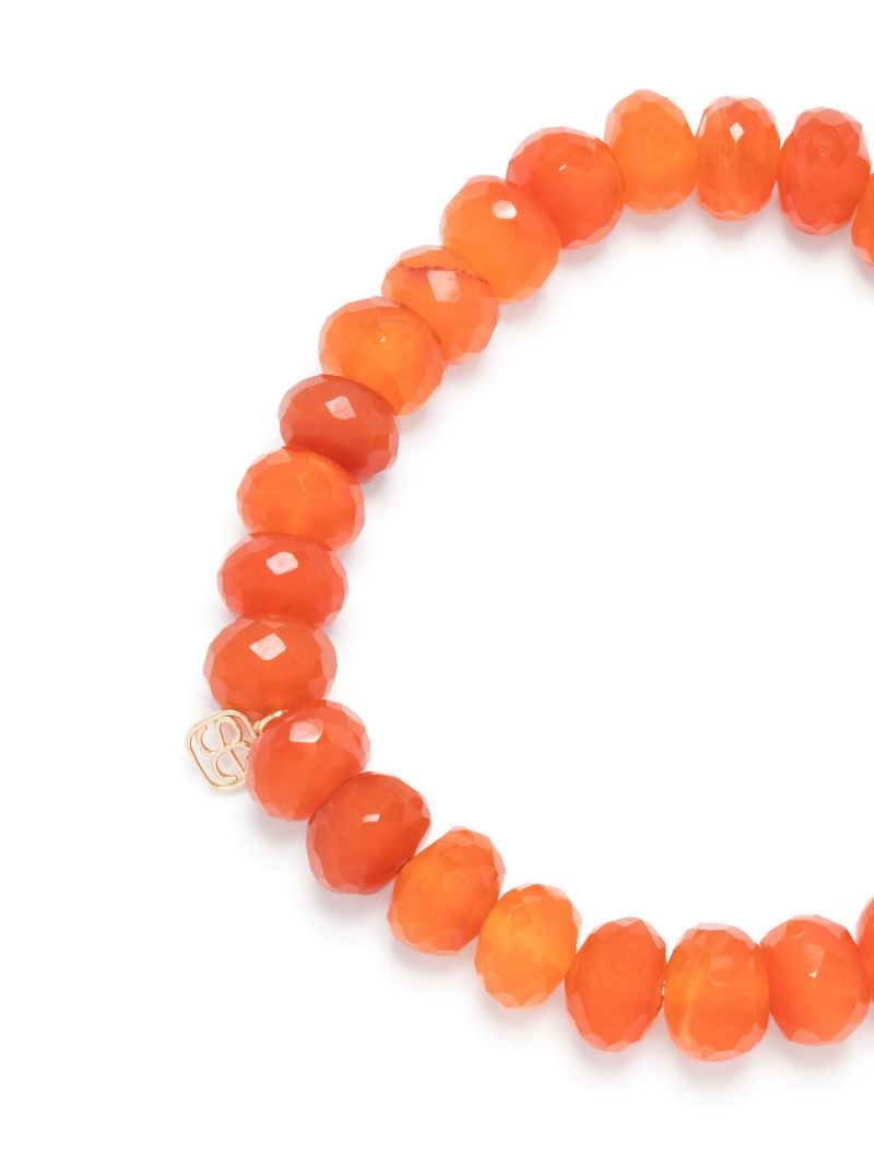 14k Yellow Gold Happy Face Carnelian Bead Bracelet
