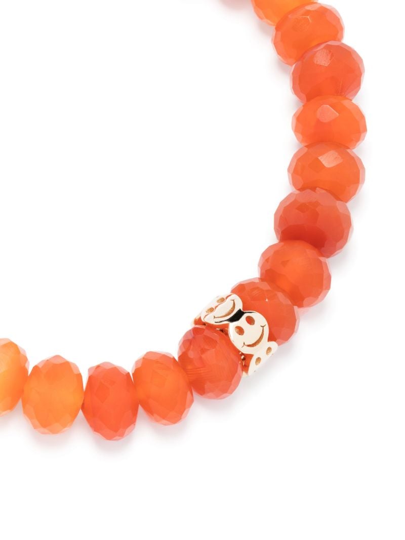 14k Yellow Gold Happy Face Carnelian Bead Bracelet