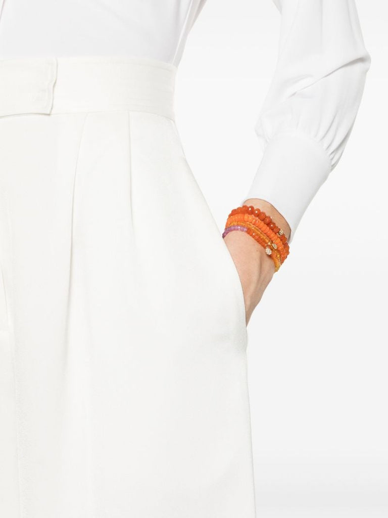 14k Yellow Gold Happy Face Carnelian Bead Bracelet