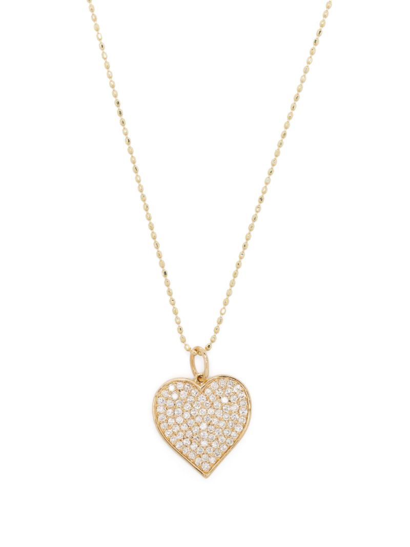 14k Gold Heart Charm Diamond Necklace