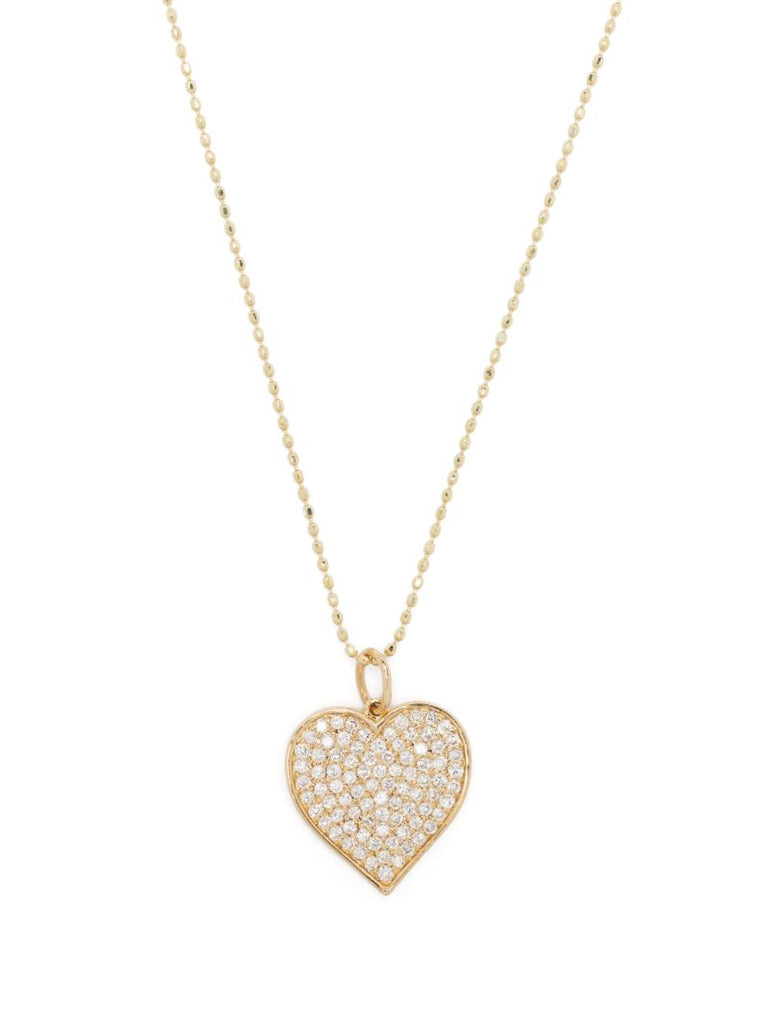 14k Gold Heart Charm Diamond Necklace