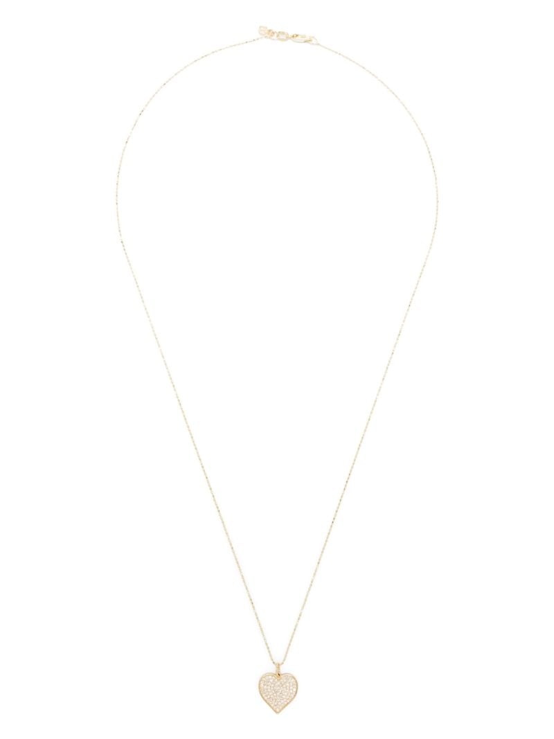 14k Gold Heart Charm Diamond Necklace