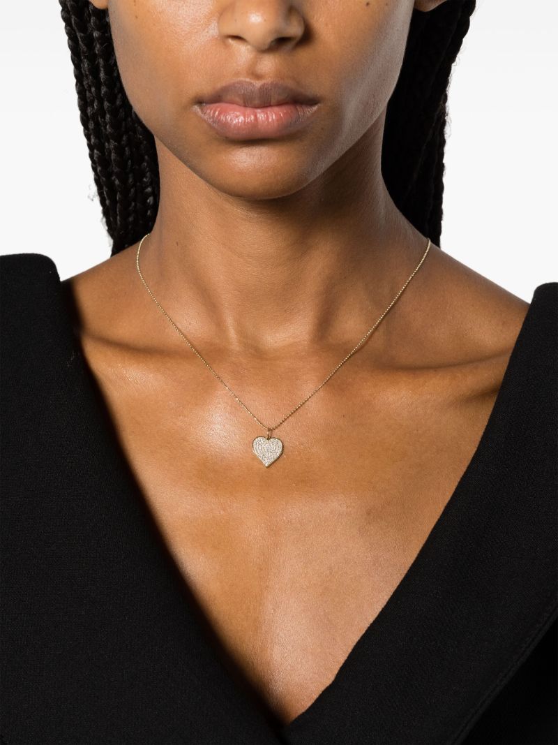 14k Gold Heart Charm Diamond Necklace