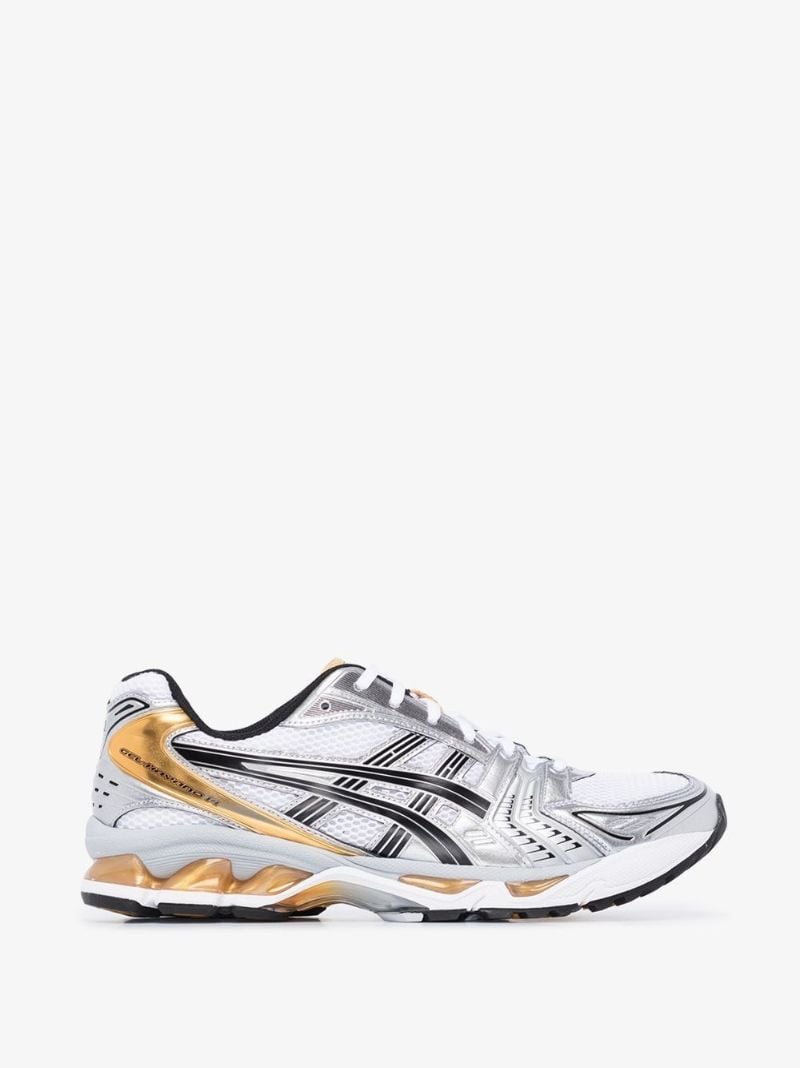 White and Gold Gel Kayano 14 Sneakers