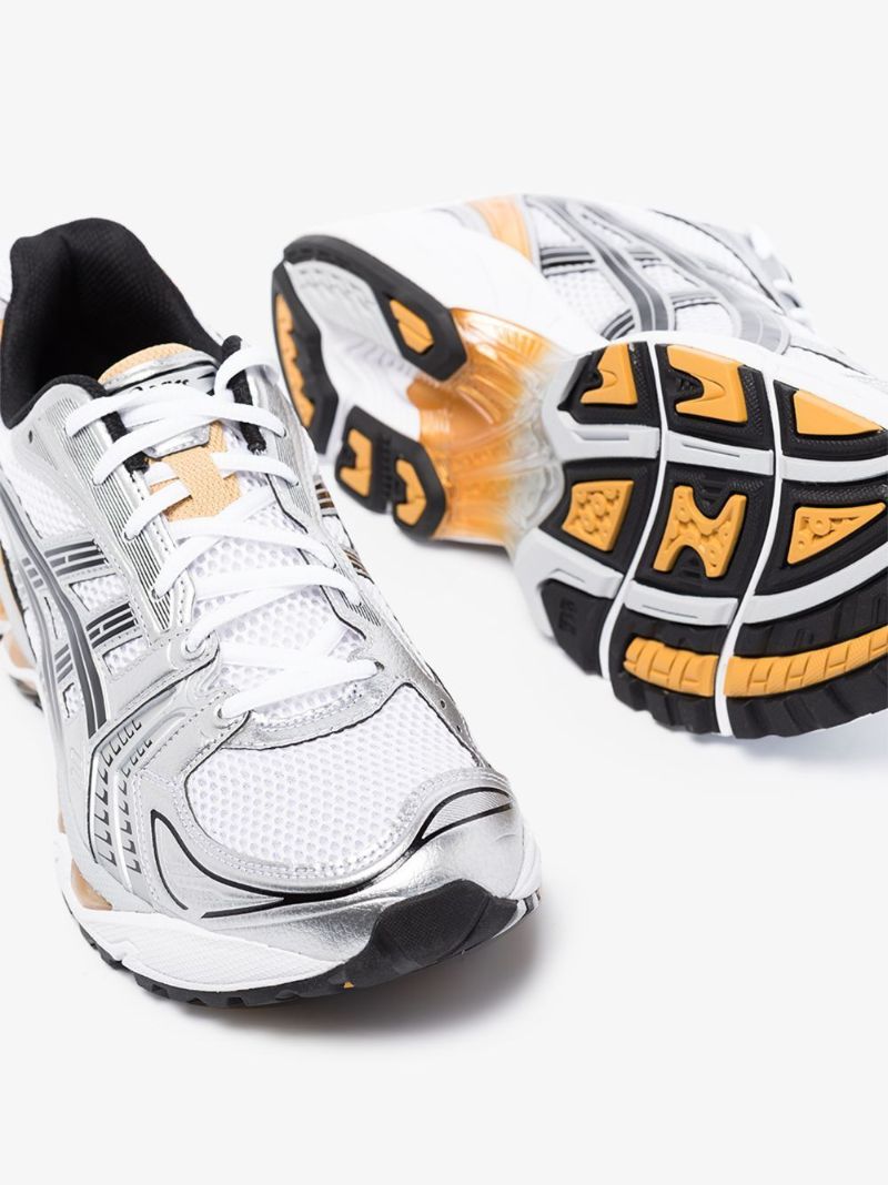 White and Gold Gel Kayano 14 Sneakers