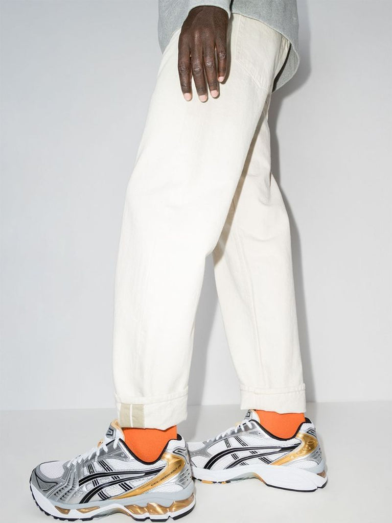 White and Gold Gel Kayano 14 Sneakers