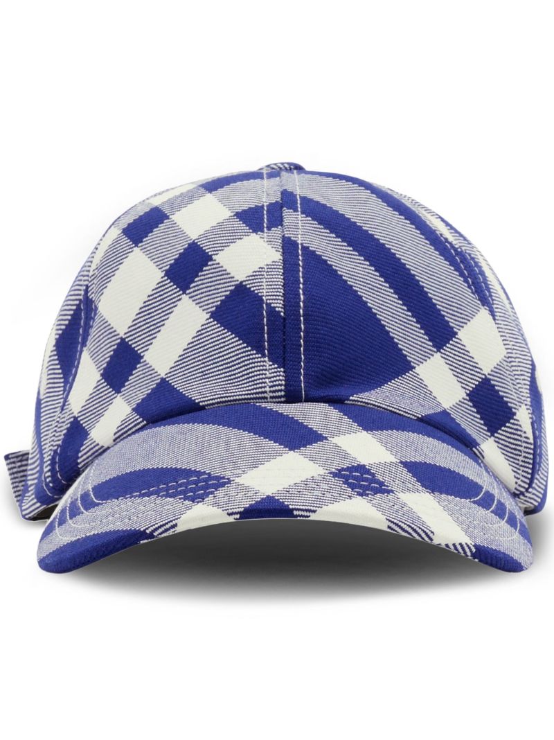 Blue Check Wool Baseball Cap