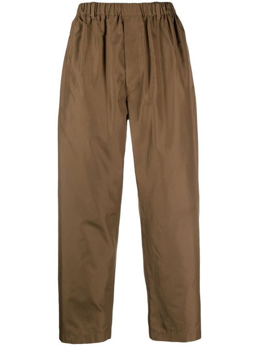 Brown Wide-leg Silk Trousers
