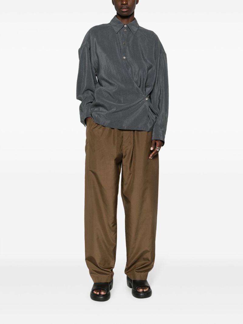 Brown Wide-leg Silk Trousers