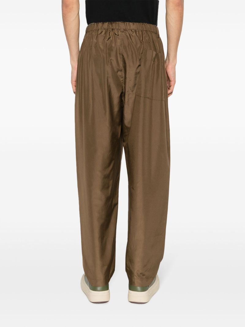 Brown Wide-leg Silk Trousers