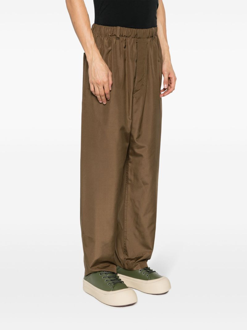 Brown Wide-leg Silk Trousers