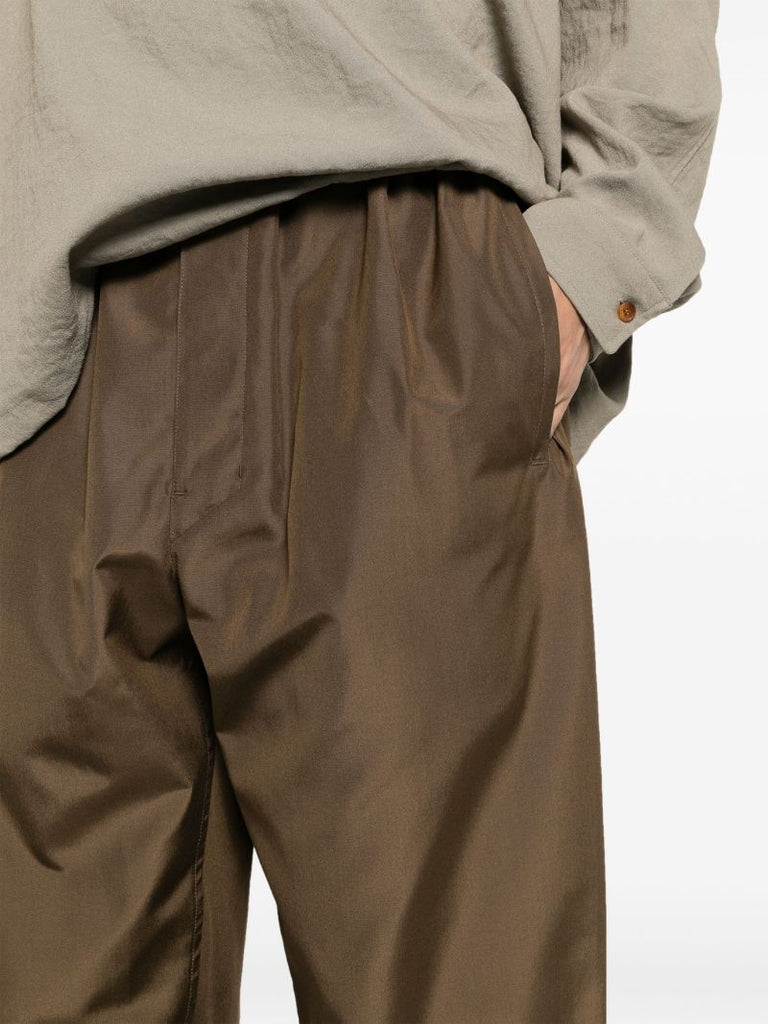 Brown Wide-leg Silk Trousers
