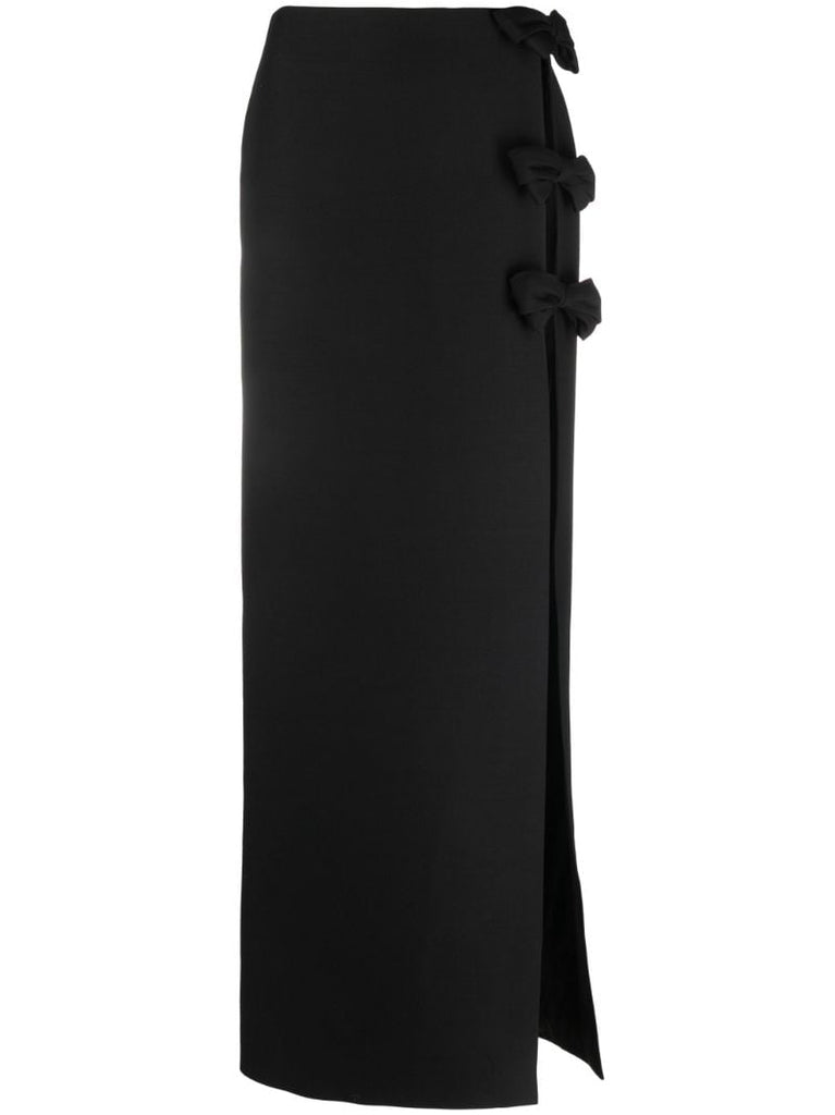 Black Bow-embellished Maxi Skirt