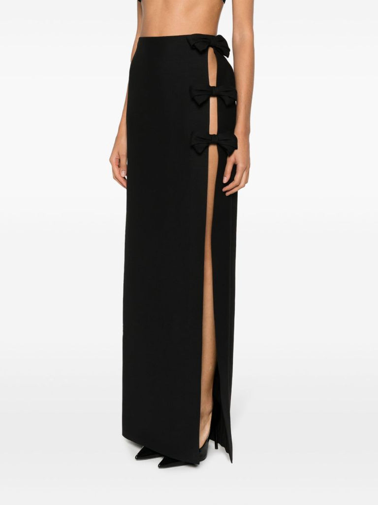 Black Bow-embellished Maxi Skirt