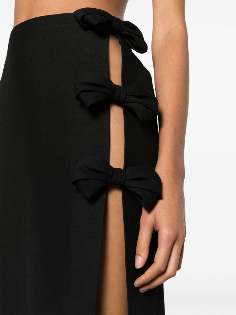 Black Bow-embellished Maxi Skirt