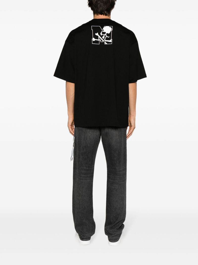 Black Skull-print Cotton T-shirt