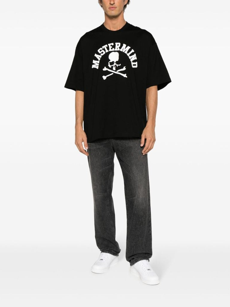 Black Skull-print Cotton T-shirt