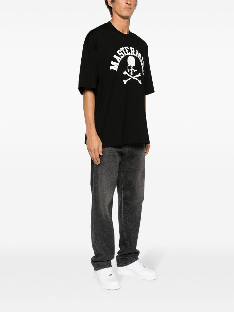 Black Skull-print Cotton T-shirt