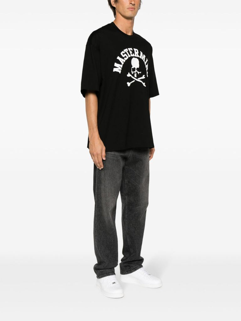 Black Skull-print Cotton T-shirt