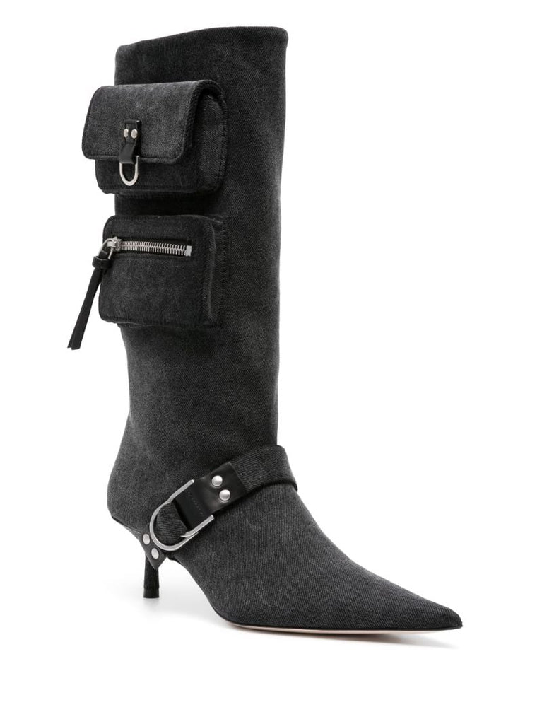 Black 65 Denim Cargo Boots
