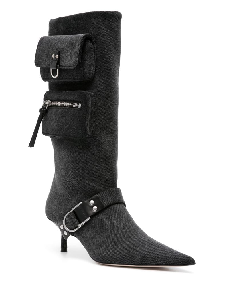 Black 65 Denim Cargo Boots