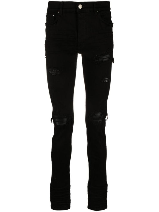 Black Distressed Skinny Cut Jeans