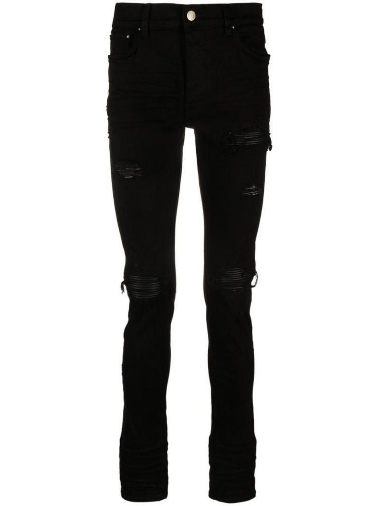 Black Distressed Skinny Cut Jeans