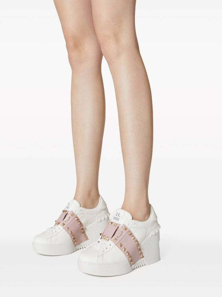 White Open Disco 85 Wedge Sneakers