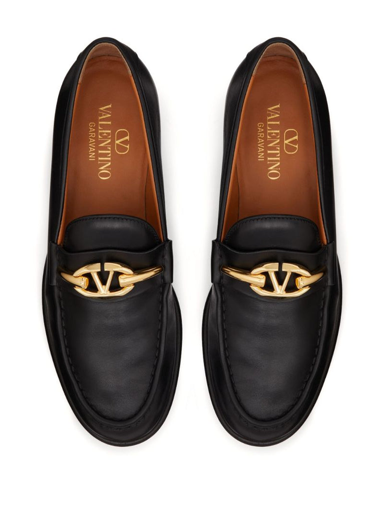 Black Vlogo Signature Leather Loafers