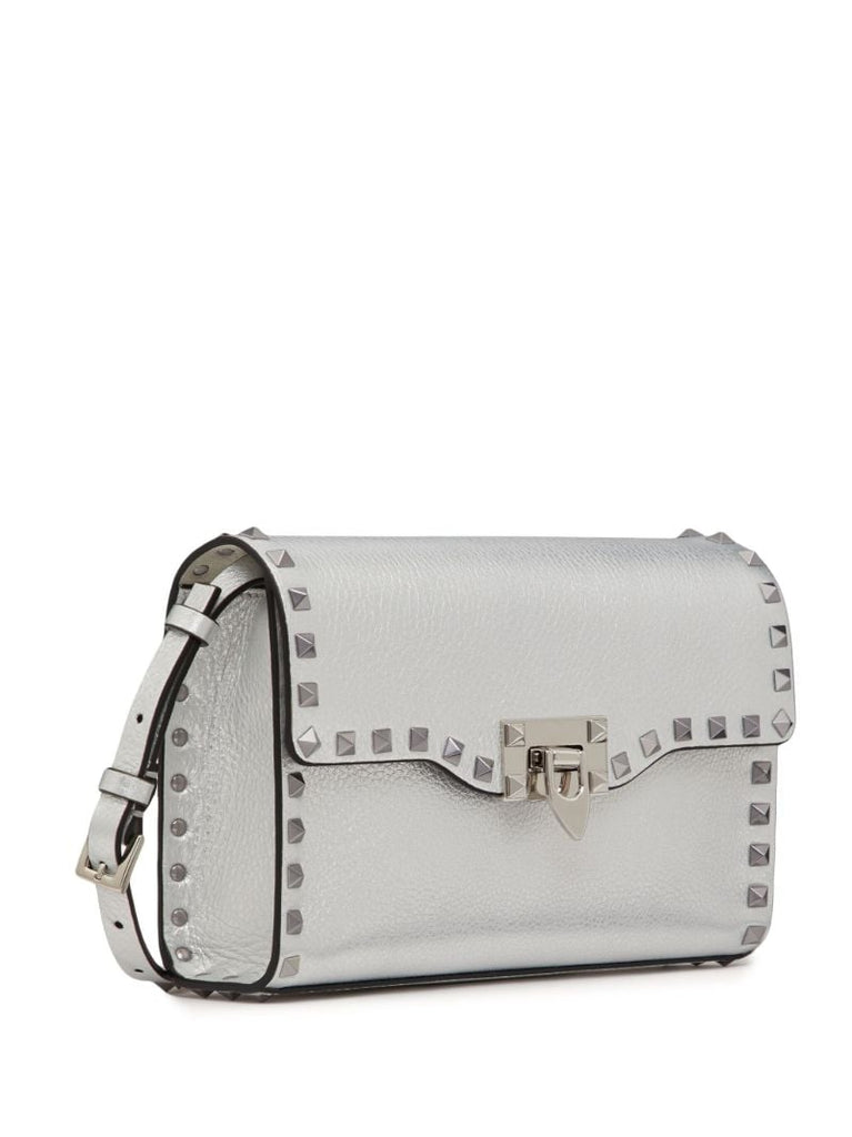 Silver Rockstud Small Leather Cross Body Bag